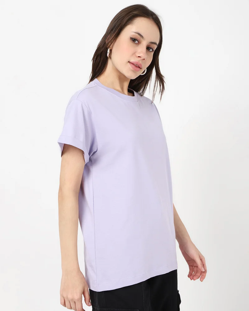 bewakoof Women's Purple Boyfriend T-shirt